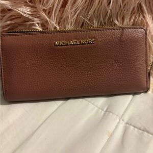 Michael Kors Tan Leather Zip Wallet